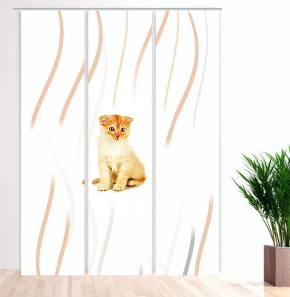 Tiger Katzenbaby Flächenvorhang - 3teiliges Set Flächenvorhang 3er Set, Schiebegardine, Schiebegardinen, blickdicht, Flächenvorhang blickdicht, Schiebevorhang,